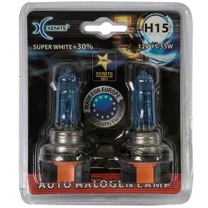 к-кт ламп! галогенных Н15 PGJ23Т-1 15/55W 12V (SUPER WHITE+30%) (блистер 2шт.)\ 1007068 XENITE