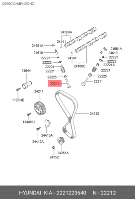 КЛАПАН ВЫПУСКНОЙ SNT5 2,0 BETA (10216100/040512/0044730/38 - КОРЕЯ, РЕСПУБЛИКА) 2221223640 HYUNDAI