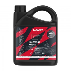 Масло моторное для 4-х тактных двигателей LAVR GT SNOW 4T MA-2 0W40 синт.4л MOTO LN7768 LAVR