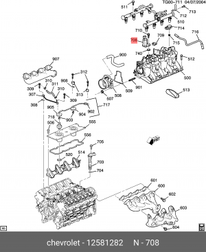 Клапан CHEVROLET Tahoe (00-06) продувки адсорбера OE 12581282 GENERAL MOTORS