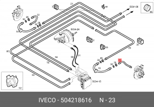 трубка тормозная! перед (к суппорту)LH/RH\Iveco Daily 65C/70C 06> 504218616 IVECO