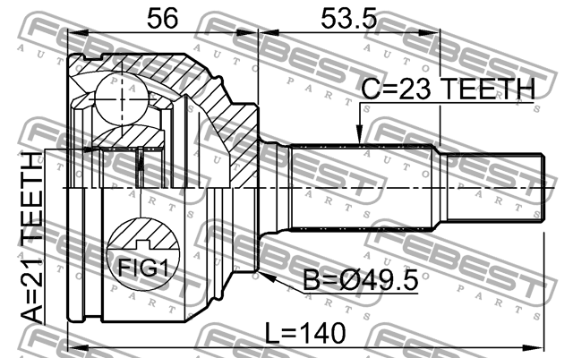 ШРУС наружный к-кт!\ Nissan Micra 1.2/1.4 16V 03> 0210-K12 FEBEST