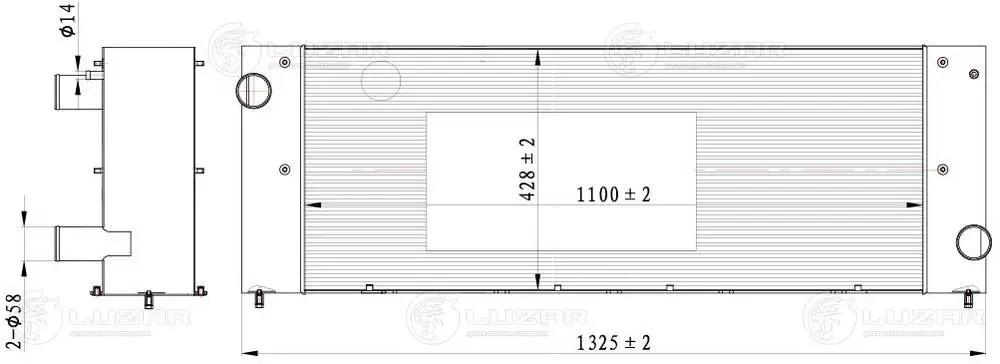 Радиатор КЗС-1218 Палессе GS12 (дв.ЯМЗ-238,Д-262) алюминиевый LUZAR LRC3129 LUZAR