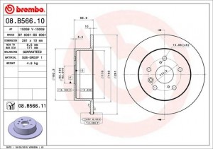Диск тормозной 08.B566.11 08.B566.11 BREMBO