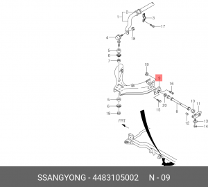 Кронштейн SSANGYONG Korando (96-),Musso (94-) (661/662,E20/23/32) торсиона рычаг 4483105002 SSANG YONG