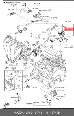 Клапан электромагнитный MAZDA CX-7 (09-),3 (03-),5 (05-),6 (05-) ОЕ LF82-18-741 MAZDA