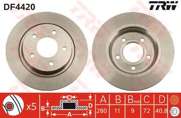 Диск тормозной MAZDA 3 (2.0) задний (1шт.) TRW DF4420 TRW