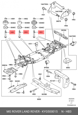 болт подушки рамы!\ Land Rover Discovery/Discovery Sport KYG500015 LAND ROVER