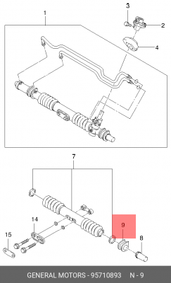 Опора рулевой рейки левая 95710893 95710893 GENERAL MOTORS