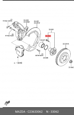 Шпилька колеса MAZDA 3 OE C236-33-062 MAZDA