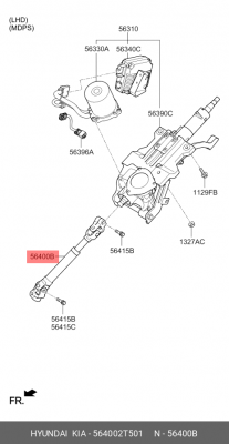 Вал карданный KIA Optima (11-) колонки рулевой OE 564002T501 HYUNDAI KIA