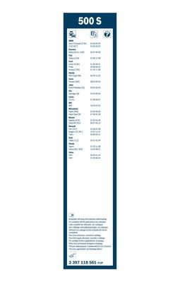 Щетка стеклоочистителя ВАЗ-2110,ГАЗ-3302,КАМАЗ,УАЗ 500мм (крючок 3х8) комплект T 3 397 118 561 BOSCH