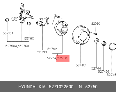 Ступица HYUNDAI Accent (94-) задняя (с АБС) OE 5271022500 HYUNDAI KIA