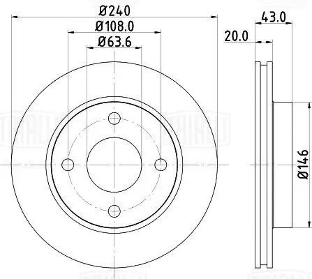 Диск торм. Ford Escort (90-) перед. d=240 (DF 095216) DF 095216 TRIALLI