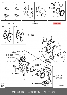 Ремкомплект суппорта 4605B982 4605B982 MITSUBISHI