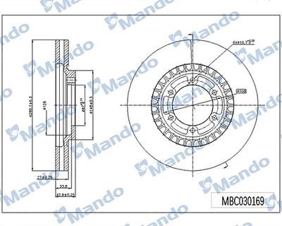 Диск тормозной KIA Carnival (03-) передний (1шт.) MANDO MBC030170 MANDO