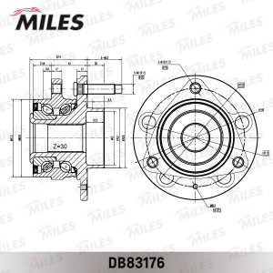Ступица колеса передняя с подшипником OPEL ASTRA J/CHEVROLET CRUZE R16 d115x 09- DB83176 MILES