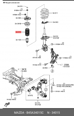 Пыльник переднего амортизатора MAZDA B45A-34-015C B45A34015C MAZDA