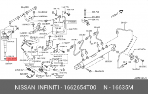 Уплотнительное кольцо топливной форсунки NISSAN 16626-54T00 1662654T00 NISSAN