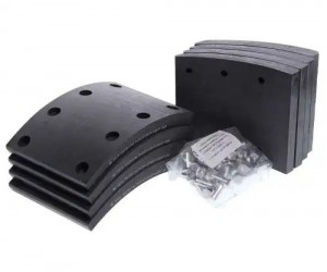 Накладка тормозной колодки КАМАЗ-53215,65115 (13-) сверленая расточен.компл.8шт. 350-33-012 MEGA POWER