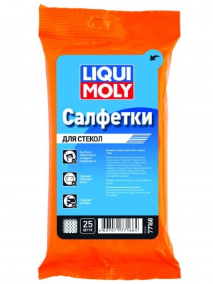 салфетки влаж.! для стекол,зеркал и фар 77168 LIQUI MOLY