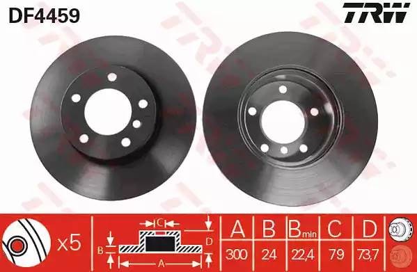 Диск тормозной передний BMW 1 E81, 3 E90 DF4459 DF4459 TRW