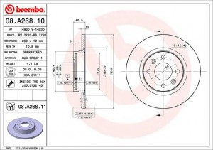 Диск тормозной RENAULT Logan,Sandero передний (259х12мм) (1шт.) BREMBO 08.A268.10 BREMBO