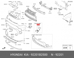 Фара противотуманная KIA Soul (16-) левая OE 92201B2500 HYUNDAI KIA