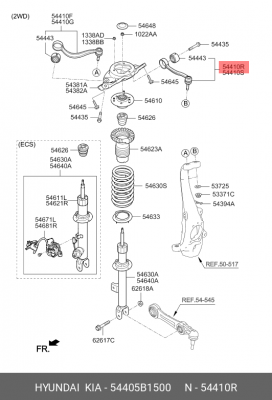 Рычаг подвески HYUNDAI Genesis (14-) (4WD) передний верхний левый (задний) OE 54405B1500 HYUNDAI KIA