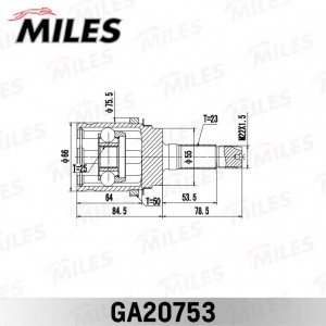 ШРУС наружный HONDA Civic 1.6LS 16V 01 (с ABS) GA20753 GA20753 MILES