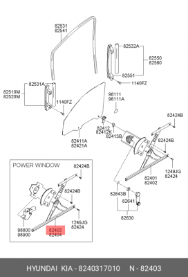 8240317010 СТЕКЛОПОДЪЕМНИК ПЕР. ДВЕРИ Л. 8240317010 HYUNDAI