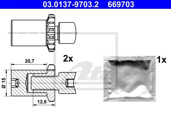 Болт MERCEDES E (W124) регулировочный тормоза комплект ATE 03.0137-9703.2 ATE