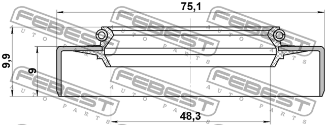 сальник дифференциала! 51x75x9\ Mitsubishi Pajero 2.5TD-3.5I 91> 95GDS-50750910X FEBEST