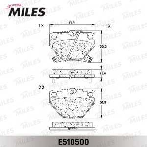 Колодки тормозные задние (Смесь CERAMIC серия PRO) TOYOTA CELICA 99-/COROLLA 00- E510500 MILES
