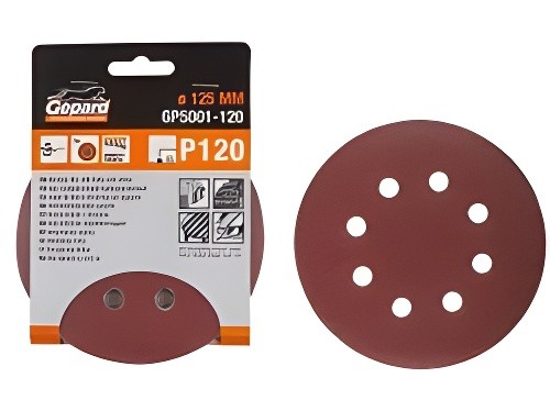 Круг шлифовальный на липучке D125 P120 8 отверстий 5шт. GEPARD GP5001120 GEPARD