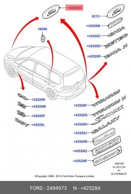 Эмблема FORD Focus крышки багажника OE 2494973 FORD