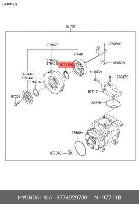 КОЛЬЦО СТОПОРНОЕ МЕТАЛЛИЧЕСКОЕ 9774929700 HYUNDAI KIA