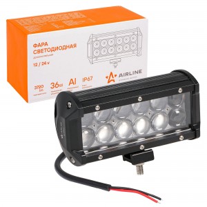 Фара светодиодная (балка) двухрядная, 12 LED 4D линза, 36W (165х78х65) 12/24V (A ALED047 AIRLINE