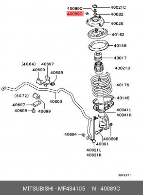 Гайка крепежная подрамника MITSUBISHI M10 MF434105 MF434105 MITSUBISHI