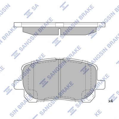 Колодки тормозные TOYOTA Avensis (01-09) передние (4шт.) SANGSIN SP1373 SANGSIN