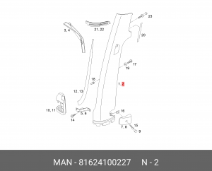 Обшивка колонн F99L/R39,49 81624100227 MAN