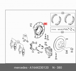 щиток тормозного диска!\ MB R-Class V251.122 A1644230120 MERCEDES BENZ