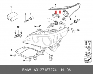 Кожух фары дальнего/пост.ближнего света BMW 63 12 7 187 274 BMW