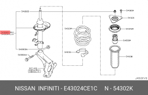 СТОЙКА АМОРТИЗАТОРНАЯ С ХОДОМ СЖАТИЯ 285 E4302-4CE1C E43024CE1C NISSAN