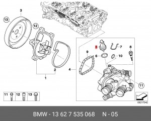 Датчик температуры MINI Cabrio (R57) охлаждающей жидкости OE 13 62 7 535 068 BMW