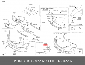 Фара противотуманная HYUNDAI Sonata YF (10-) правая OE 922023S000 HYUNDAI KIA