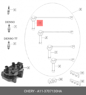 A11-3707130HA ПРОВОД ВЫСОКОВОЛЬТНЫЙ H M11, TING, ESTINA 1 ЦИЛИНДР ДЛИННЫЙ A11-3707130HA CHERY