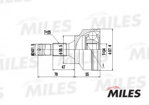 ШРУС наружный CITROEN C5 1.6-2.0 01- (с ABS) (GKN 303577) GA20062 GA20062 MILES