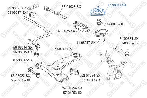 опора амортизатора переднего!\ Toyota Avensis 1.6-2.0TDi 97> 12-98011-SX STELLOX