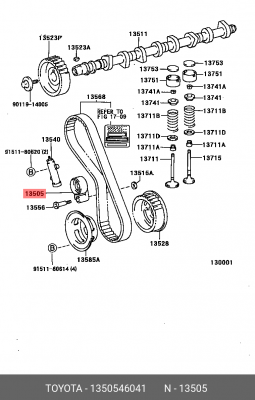 ролик натяжной ремня ГРМ!\ Toyota Altezza/Lexus IS300 JCE10 2JZGE 13505-46041 TOYOTA